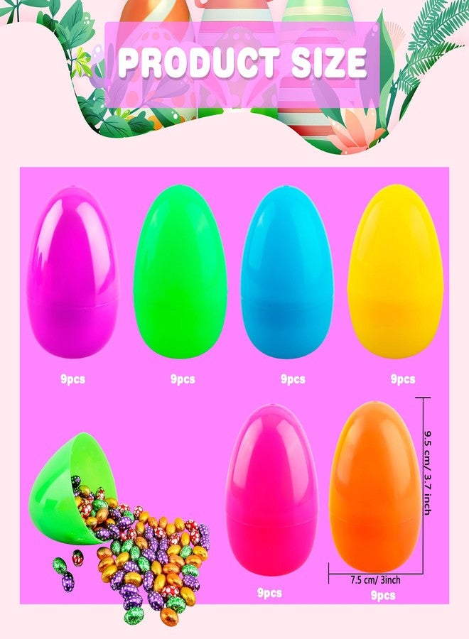 Haconba 54 Pack 4 Inch Fillable Easter Eggs Large Colorful Easter Egg Bulk Big Plastic Flat Bottom Easter Egg for Easter Basket Fillers Egg Hunt Party Supplies, 6 Colors - Image 2